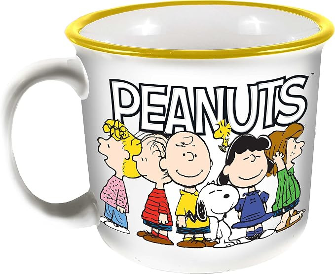 Spoontiques Peanuts Ceramic Camper Mug, 14oz - Microwave & Dishwasher Safe, for Cold & Hot Bevera... | Amazon (US)