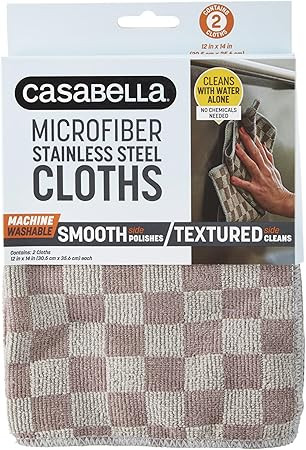 Casabella Microfiber 12" x 14" Cleaning Cloths, Two-Tone (Pack of 2), 1 EA, Grey Stainless Steel,... | Amazon (US)