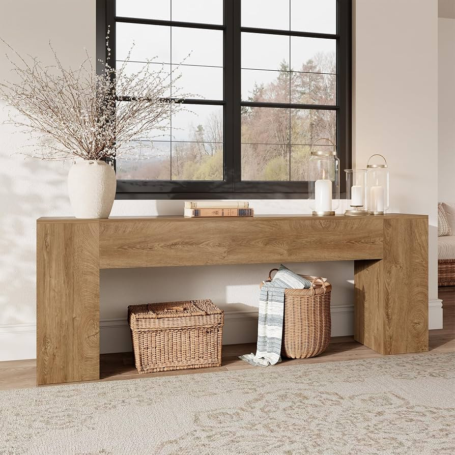 Extra Long Console Tables for Entryway 86-Inch, Natural Oak | Amazon (US)