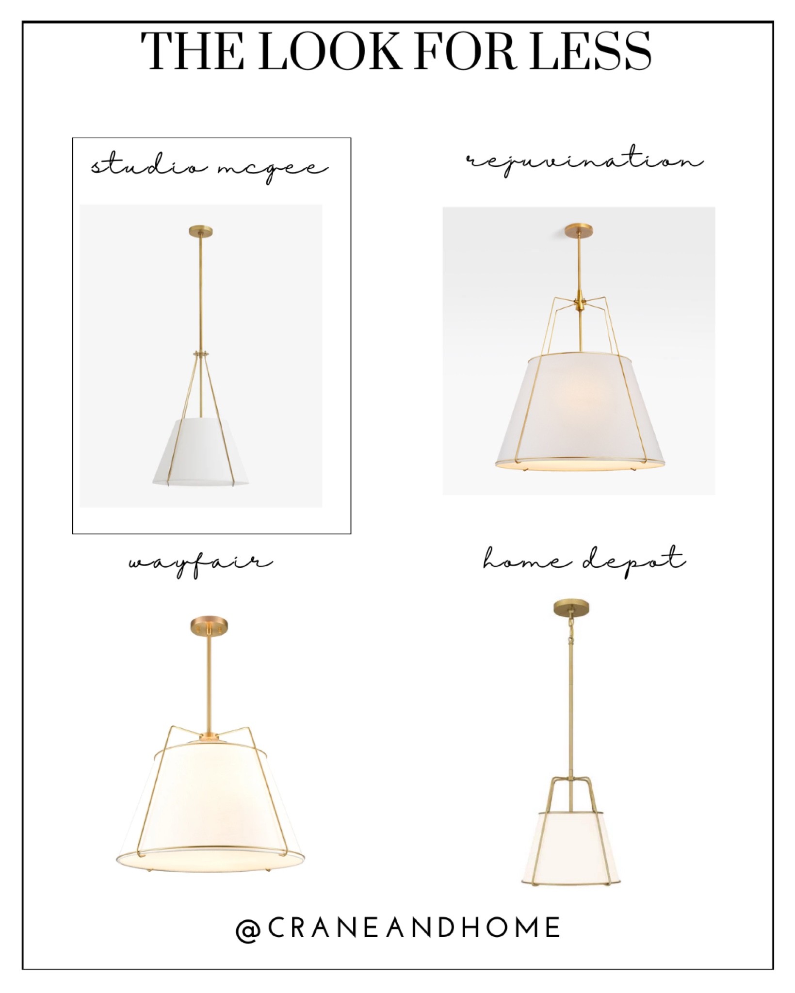 Designer Look for Less
Studio Mcgee
Wayfair
Home Depot
Rejuvenation 
Lighting
Pendant
Dining Room
Kitchen
Home Decor

#LTKhome