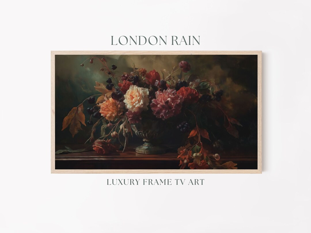 Fall Frame TV Art | Dark Moody Fall Florals | Autumn Flower Bouquet | Vintage Flowers | Thanksgiv... | Etsy (US)