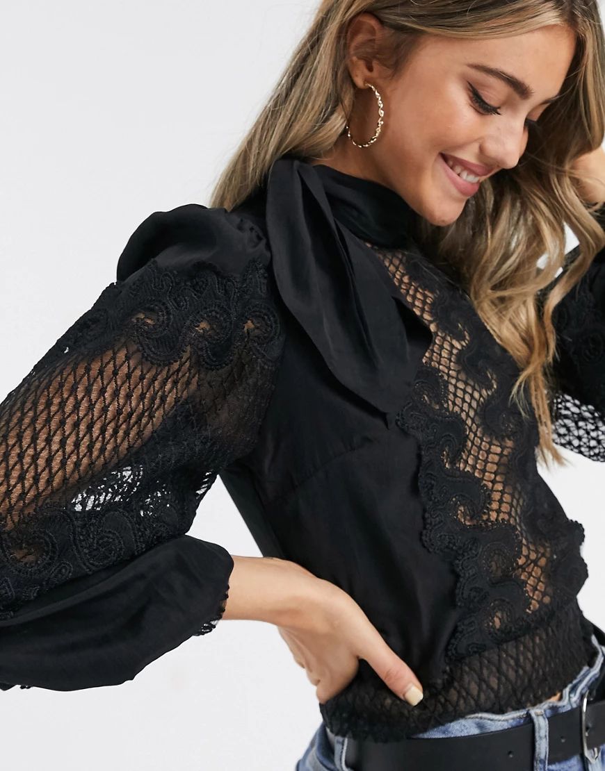 New Look lace blouse in black | ASOS (Global)