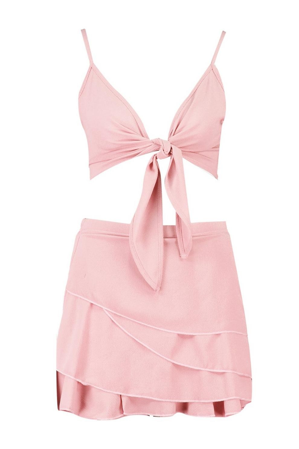 Frill Skort Tie Top Co-ord Set | Boohoo.com (US & CA)