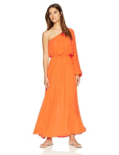 Mara Hoffman Women's Vera One Shoulder Maxi Cover up Dress, Orange, Medium | Amazon (US)