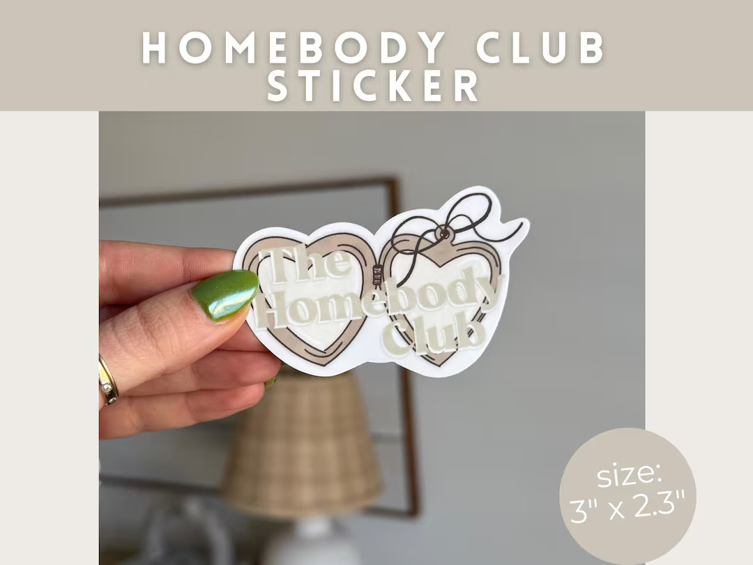 The Homebody Club Sticker, Heart Locket, iPad Kindle Sticker, Water Bottle Sticker, Laptop Sticke... | Etsy (US)