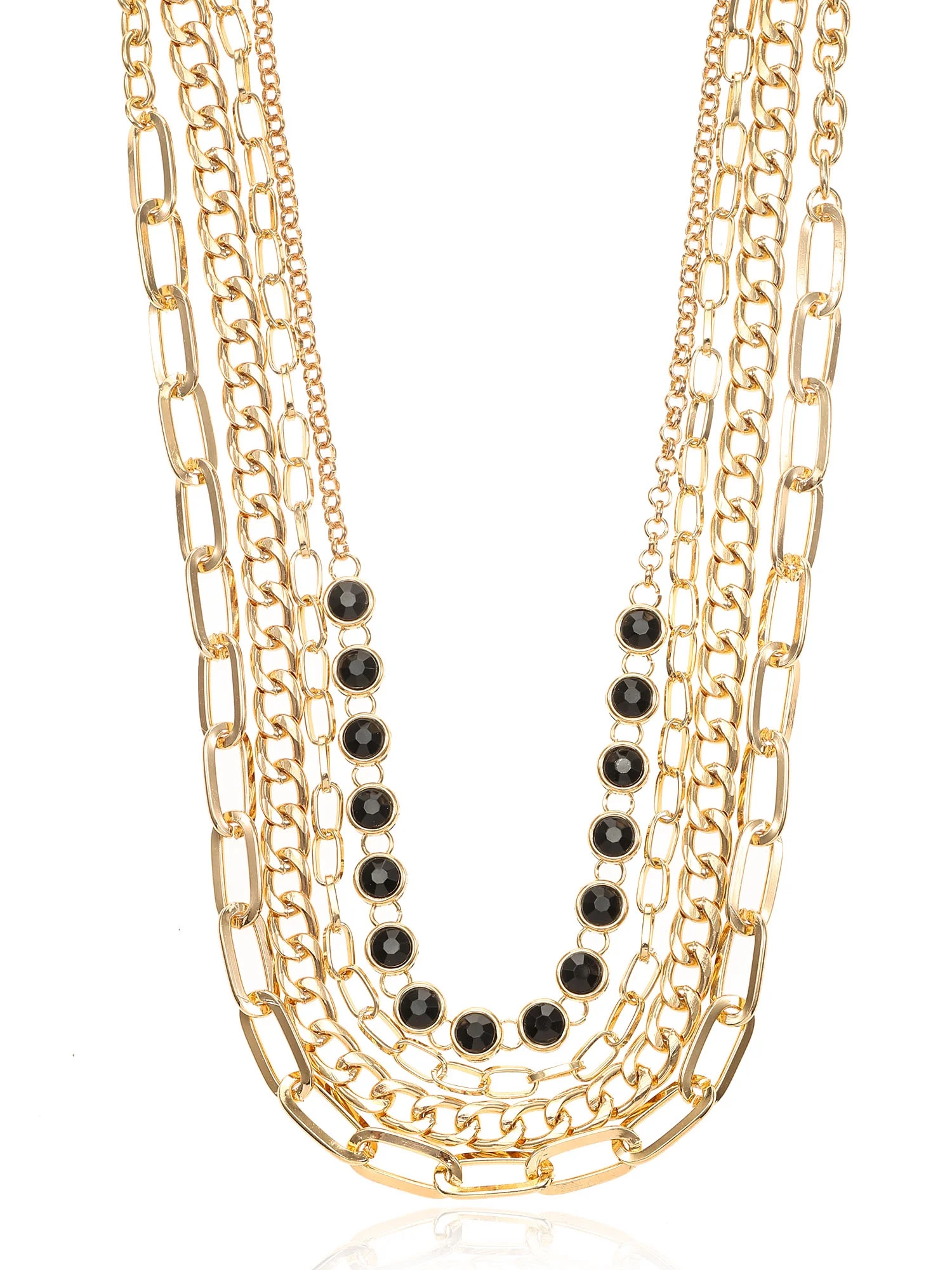 Time and Tru Glamorous Layered Necklace Set, Gold tone (4 Pieces) | Walmart (US)