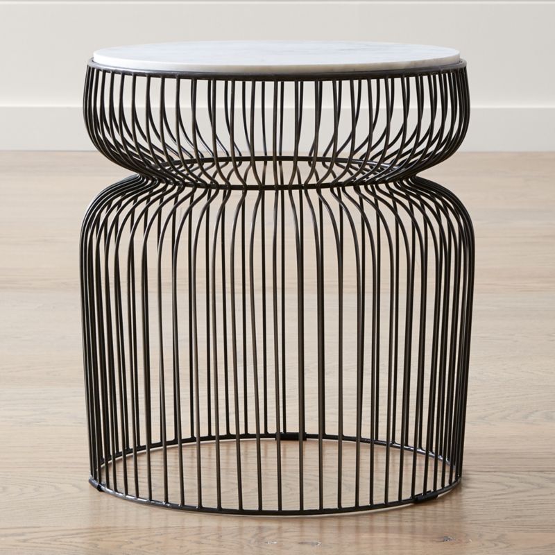 Spoke Marble Graphite Metal End Table + Reviews | Crate and Barrel | Crate & Barrel