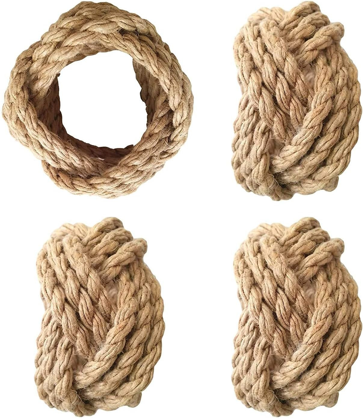 Jovial International Nautical Napkin Rings Set Of 6,Jute Rope Rustic Farmhouse Napkin Ring Burlap... | Amazon (US)