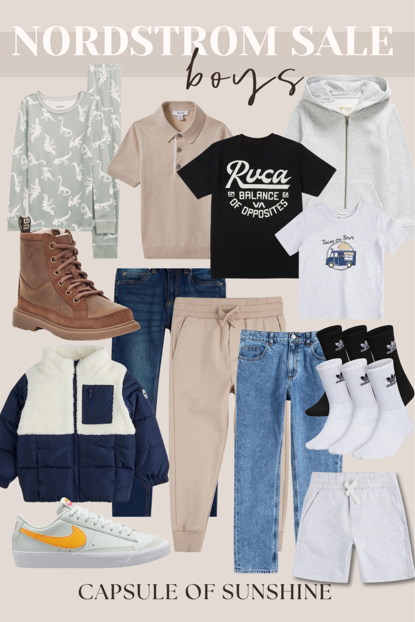 **Nordstrom Anniversary Sale Early Access has begun!** Starting today, July 10, Icons & Ambassadors now have access to shop. The sale will open to Influencers tomorrow, and everyone else on July 15. Be sure to start your Wish List now if you haven’t already and pull the trigger if you have early access! Several items are already starting to sell out!

If anything you want is currently sold out, you can receive restock alerts on the Nordstrom app!

**Nordstrom Anniversary Sale Boys Picks**

Nordstrom Anniversary Sale | Boys | Tucker + Tate Dinosaur Pajamas | Mini Boden Polo Shirt | Nike Fleece Hoodie | Rvca Graphic Tee | Tucker + Tate Tacos on Tour Tee | UGG Harkley Waterproof Boots | Tucker + Tate Colorblock Puffer Jacket | Adidas Originals Crew Socks | Nike Blazer Low Sneakers | Nordstrom Boys’ Slim Fit Jeans | Capsule of Sunshine | NSALE

#NordstromAnniversarySale #BoysFashion #TuckerAndTate #MiniBoden #Nike #Rvca #UGG #AdidasOriginals #FashionDeals #CapsuleOfSunshine #NSALE #WardrobeEssentials #SaleAlert #FallFashion #ltkpicks 

#LTKSummerSales #LTKxNSale #LTKKids