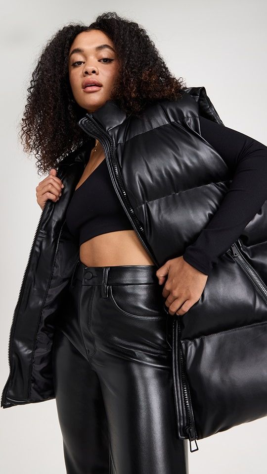 Good American Oversized Leather Puffer Vest | SHOPBOP | Shopbop