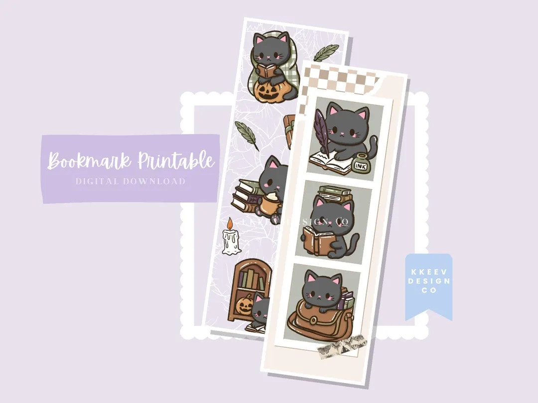 Black Cat Vibes Digital Bookmarks | Cozy Bookmarks, Fall Bookmarks, Bookish, Bookish Gifts, Black... | Etsy (US)