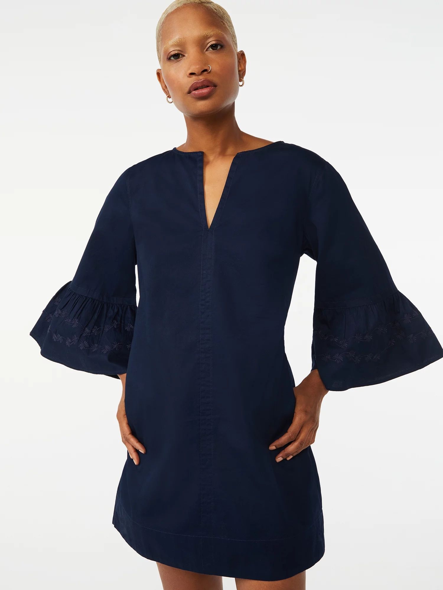 Free Assembly Women's Shift Dress with ¾ Bell Sleeves - Walmart.com | Walmart (US)