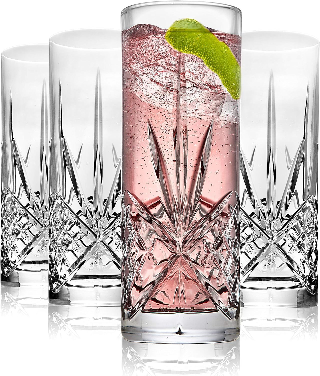 Godinger Tall Beverage Glasses Collins All Purpose Drinking Glasses- Dublin Collection, SET OF 4 | Amazon (US)