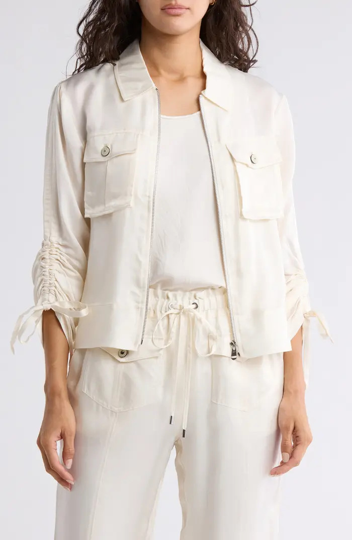 Dale Ruched Sleeve Cupro Satin Jacket | Nordstrom Rack