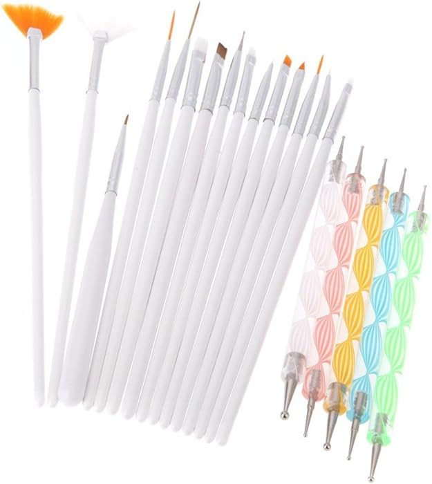 20PCS Nail Art Design Dotting Painting Drawing Polish Brush Pen Tools | Amazon (US)