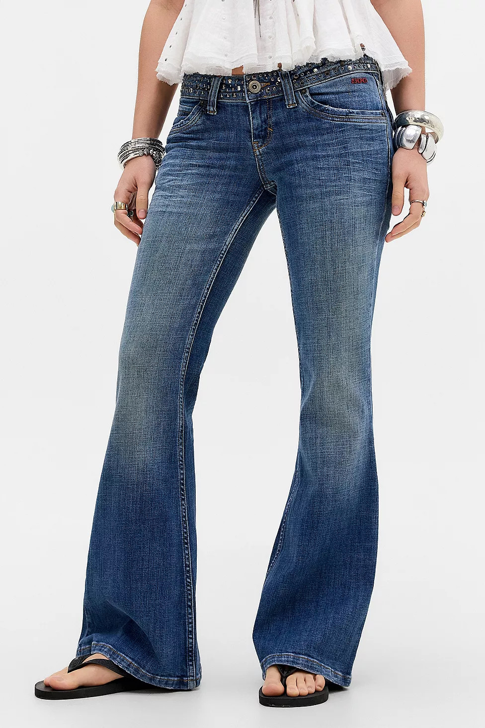 BDG Miko Studded Low Rise Skinny Bootcut Jeans | Urban Outfitters UK