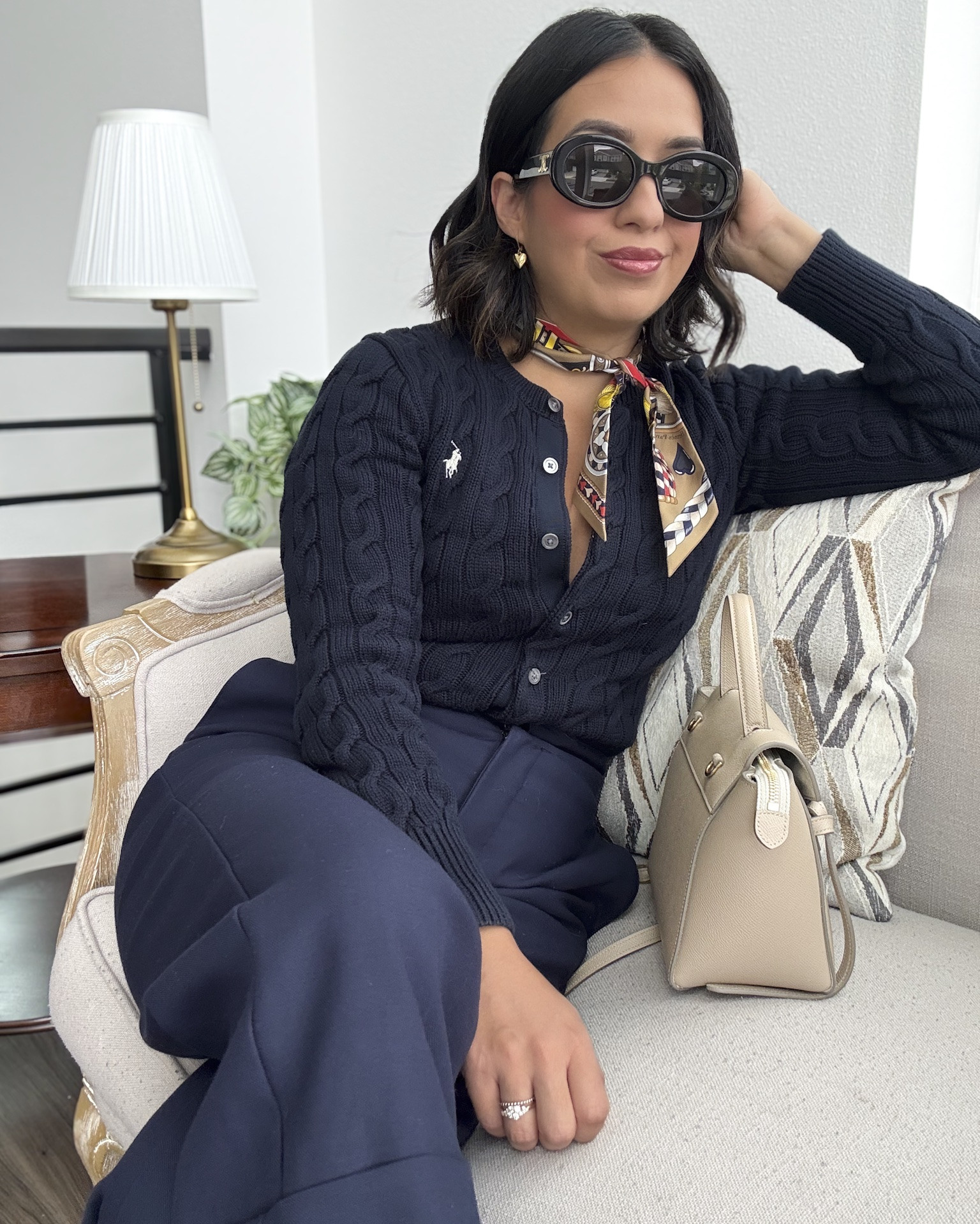 Outfit breakdown:

• Navy sweater is size S for my usual 36/4Us in tops (true to size). They style is cropped and goes perfectly with high waisted pants

• Pants are size 38/6US (true to size). They are perfect for spring, great quality and petite friendly. 

• Shoes are size 36 for my usual 36. Best loafers ever, I cannot stop wearing them. 

• Twilly is from Hermes 

• Bag and sunglasss are from Celine (I linked them below)

#LTKootd #LTKPetite #LTKmomlife