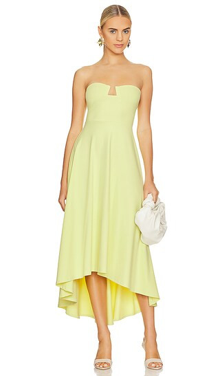 High Low Dress | Pale Lime Dress | Light Yellow Dress | Yellow Midi Dress | Midi Wedding Guest Dress | Revolve Clothing (Global)