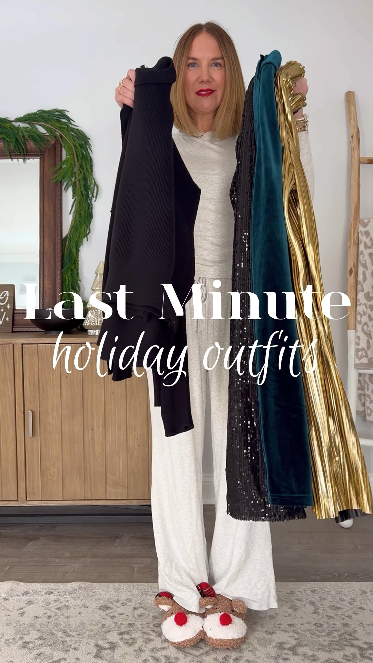 these pants are flowy, stretchy and comfortable. Perfect for a holiday party or New Year’s Eve festivities. I’m wearing a medium in everything.

holiday outfit, party, outfit, New Year’s Eve, outfit, sequin pants, metallic, pleated pants, velvet pants, wide leg pants, black sweater, affordable party outfit, comfortable party outfit, what to wear, timeless style

#LTKStyleTip #LTKHoliday #LTKParties