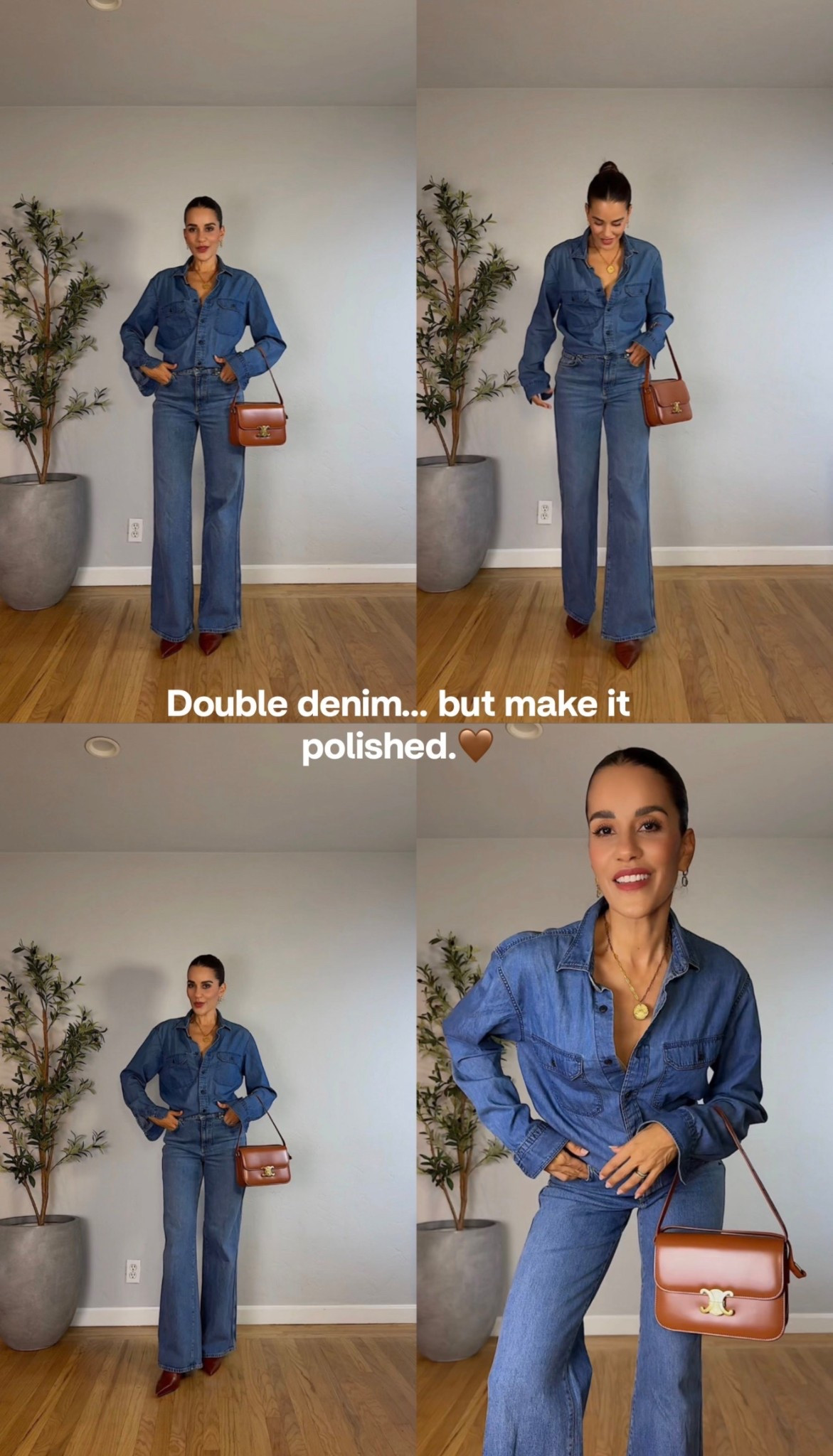 This is how I make denim on denim look intentional, not casual. High waist, tailored fit, and warm leather accessories change everything. Linked here.

denim on denim outfit | double denim outfit | wide leg jeans outfit | elevated casual style | chic everyday outfit | women over 40 style | polished casual look | structured denim shirt outfit

#LTKOver40 #LTKootd #LTKSpringSale