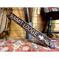 Summit Lodge Wood Ski Sign | Rustic Log Cabin Decor Distressed Skiing Gift | Etsy (US)