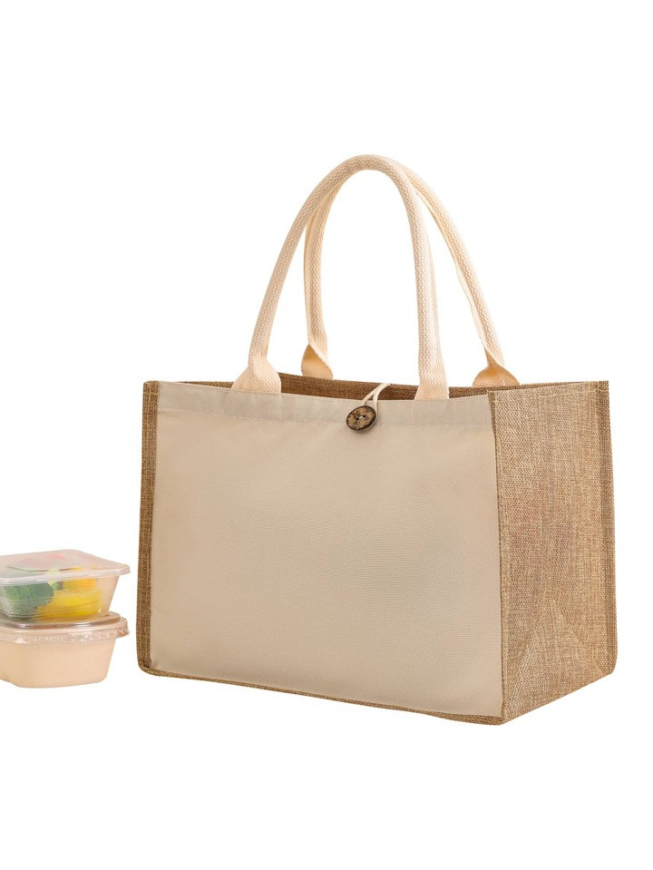 1pc Oxford Linen Solid Color Daily Portable Lunch Box Bag | SHEIN