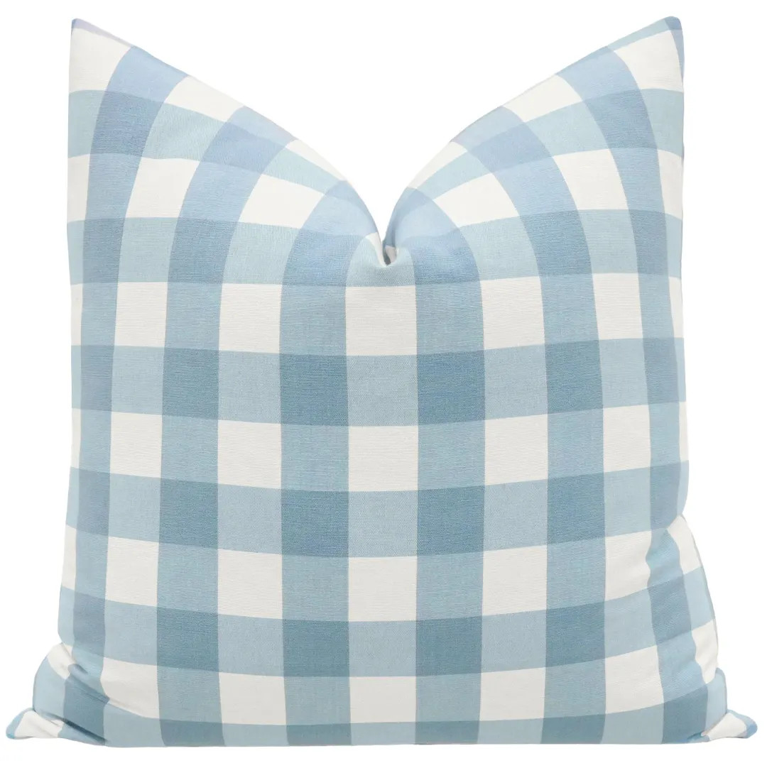 Charleston Check // Powder Blue Buffalo Check Blue Kids Room Throw Pillow - Etsy | Etsy (US)