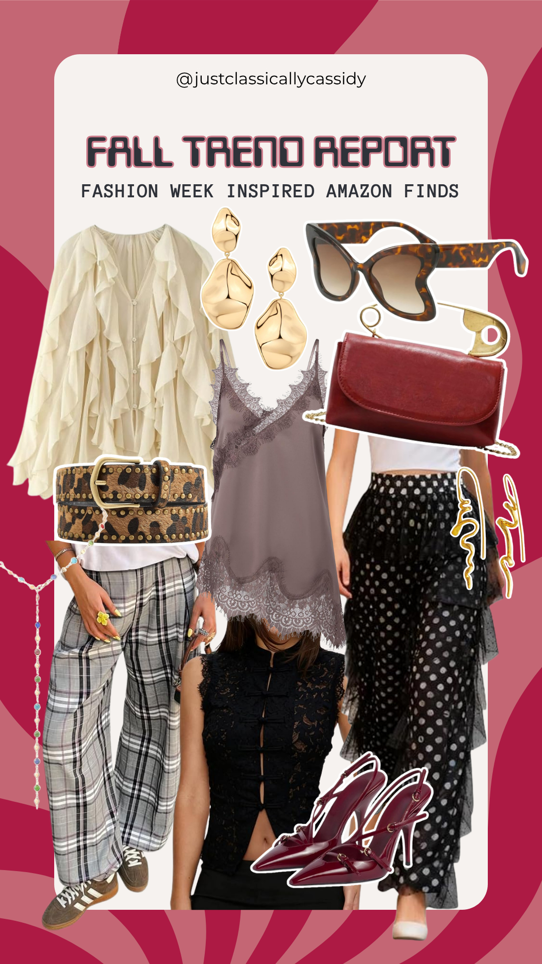 Fall trend report🤎🙌🏼

Pulled together some fashion week inspired Amazon finds for you all☺️




Fall outfits women, nyfw, statement bag, jewelry, lace, asymmetrical, cami, ruffles, draped, belt, earrings, pumps, slingback heels, sunglasses, justclassicallycassidy 

 #LTKootd #LTKSeasonal