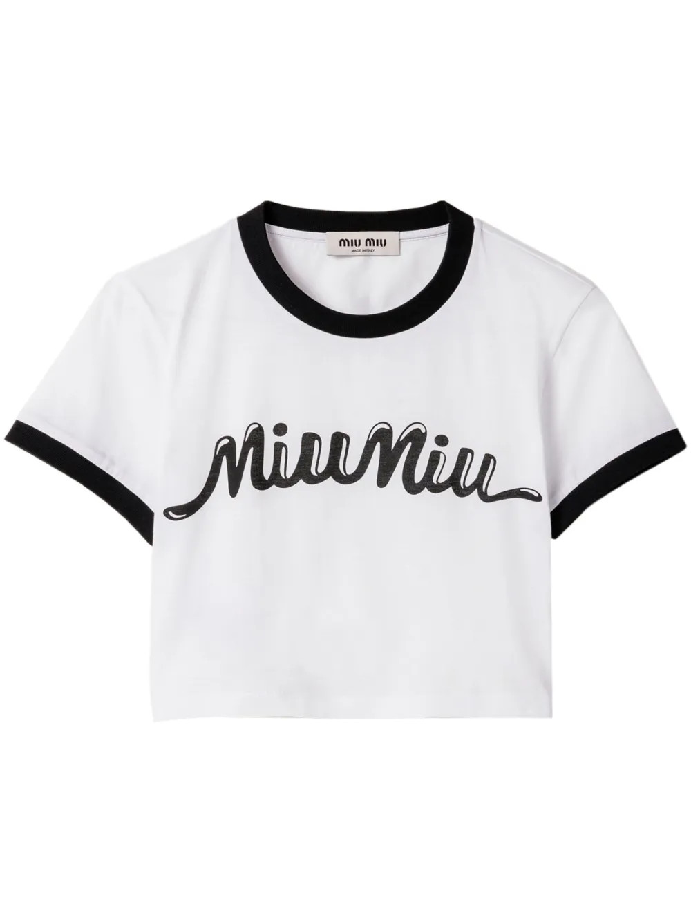 Miu Miu logo-print T-shirt - Farfetch | Farfetch Global