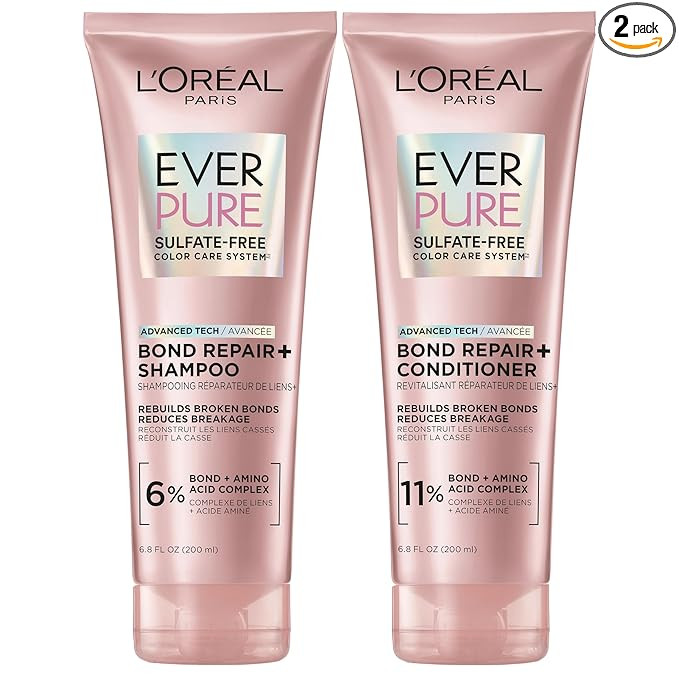 Amazon.com : L'Oreal Paris EverPure Sulfate-Free Vegan Hair Care Kit - Shampoo and Conditioner to... | Amazon (US)