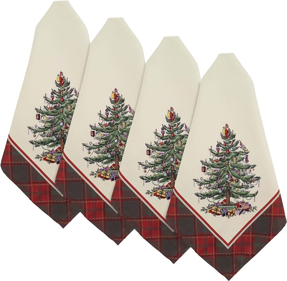 Spode - Napkin Set, Holiday Home Decor, Set of 4 (Spode Christmas Tree Tartan Collection) | Amazon (US)