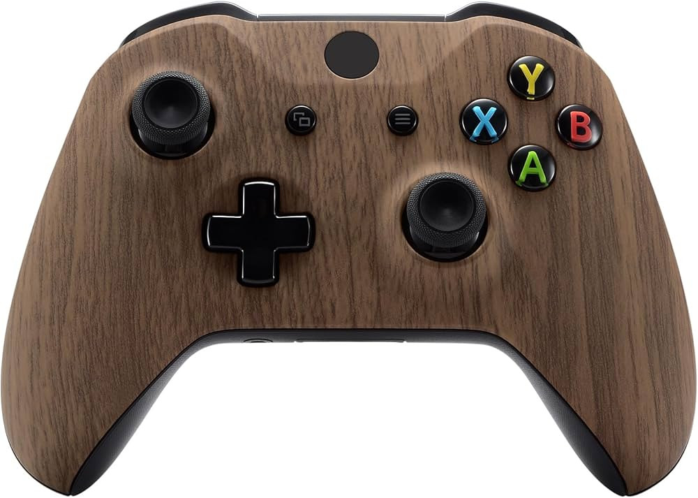 eXtremeRate Wood Grain Patterned Front Housing Shell Faceplate for Xbox One S & Xbox One X Contro... | Amazon (US)