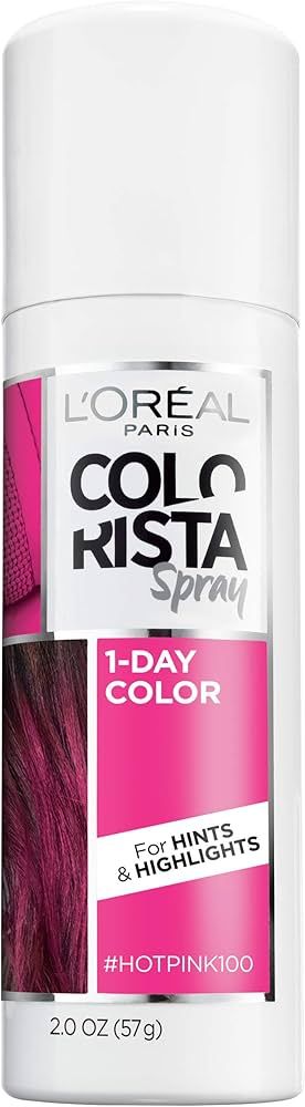 L'Oreal Paris Colorista 1-Day Washable Temporary Hair Color Spray, Hot Pink, 2 Ounces | Amazon (US)