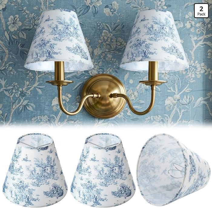 VIHOSE 2 Pcs Small Lamp Shade Sconce Lamp Shade 3 Top x 6'' Bottom x 5'' Slant French Countryside... | Amazon (US)