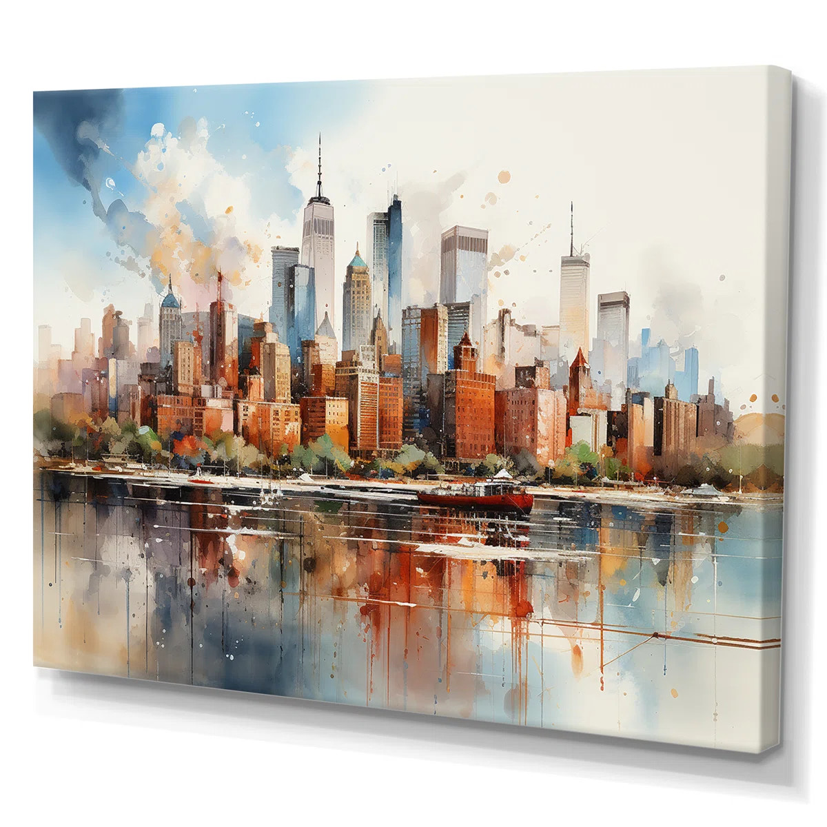 Dreamy New York Scenery Retro Watercolor - New York Wall Decor | Wayfair North America