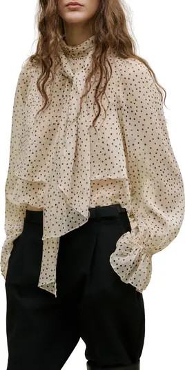 Polka Dot Tie Neck Top | Nordstrom