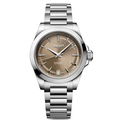 Longines Conquest Automatic Bracelet Watch, 34mm in Silver/Champagne at Nordstrom | Nordstrom