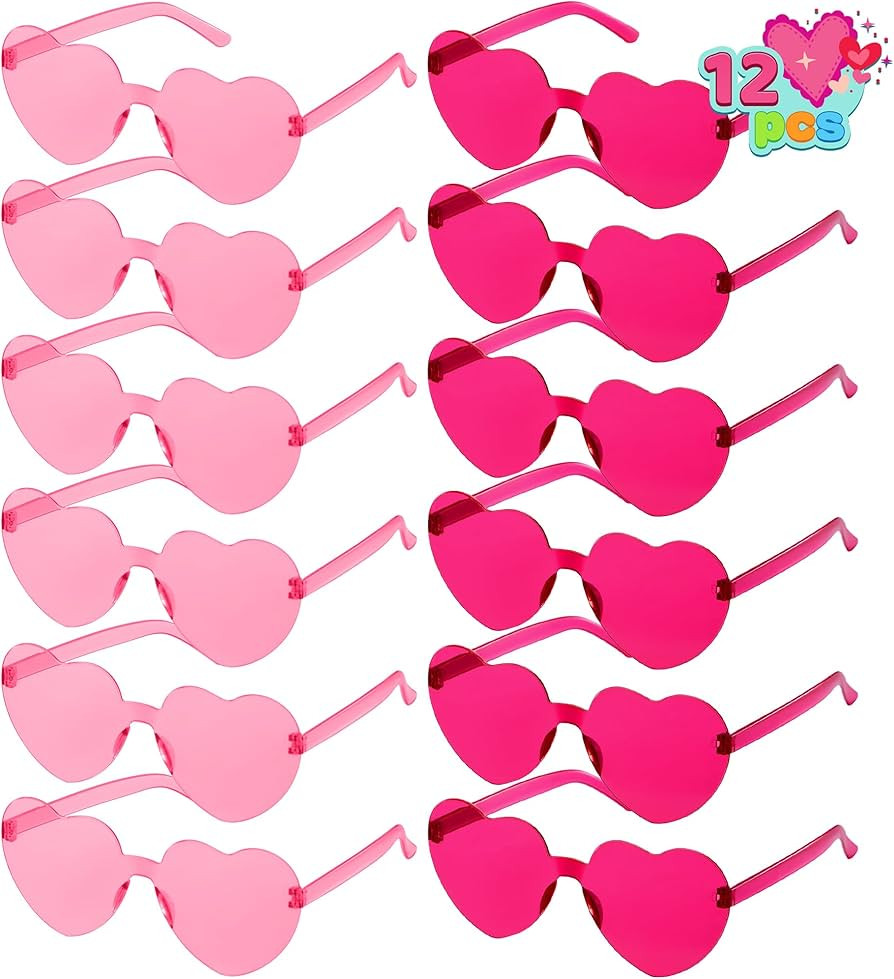 JOYIN 12 Packs Valentine's Day Plum Pink and Rose Red Heart Shaped Sunglasses, Classroom Exchange... | Amazon (US)