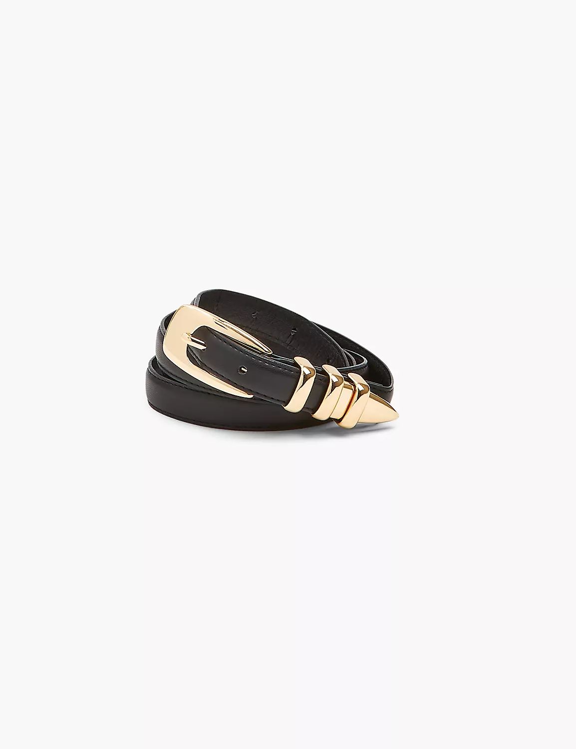 Faux-Leather Thin Belt With Goldtone Tip Detail | LaneBryant | Lane Bryant (US)