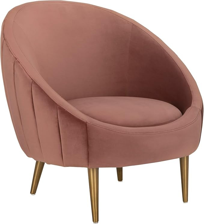 Safavieh Couture Home Razia Retro Glam Dusty Rose Pink Velvet Channel Tufted Tub Chair | Amazon (US)