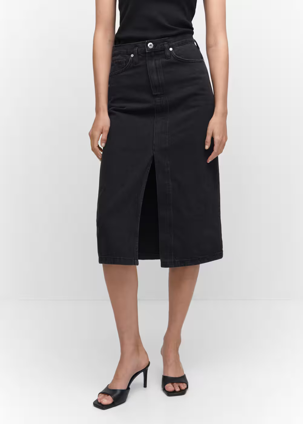 Denim midi skirt | MANGO (US)