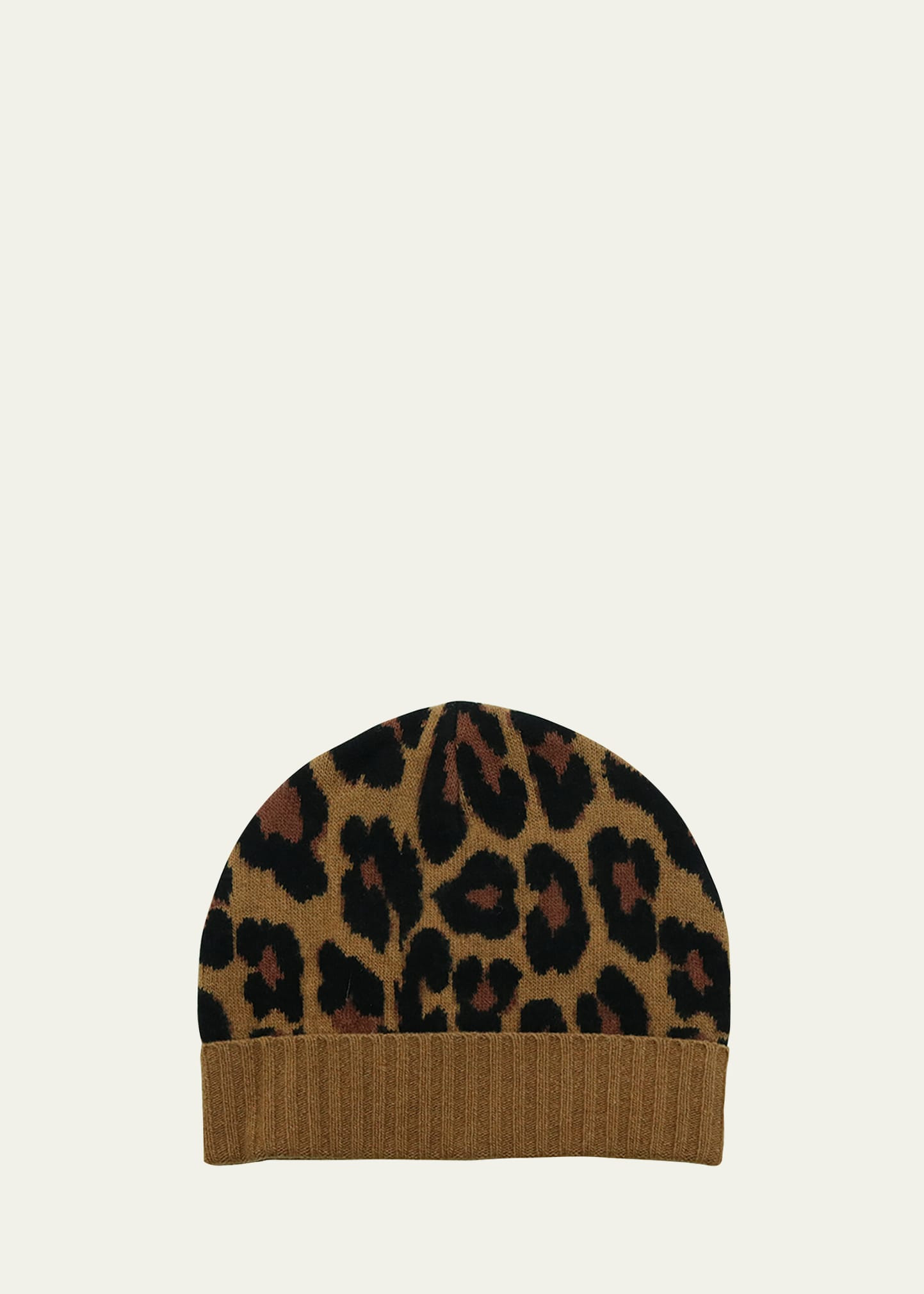 Portolano Leopard-Print Knit Cashmere Beanie Hat | Bergdorf Goodman