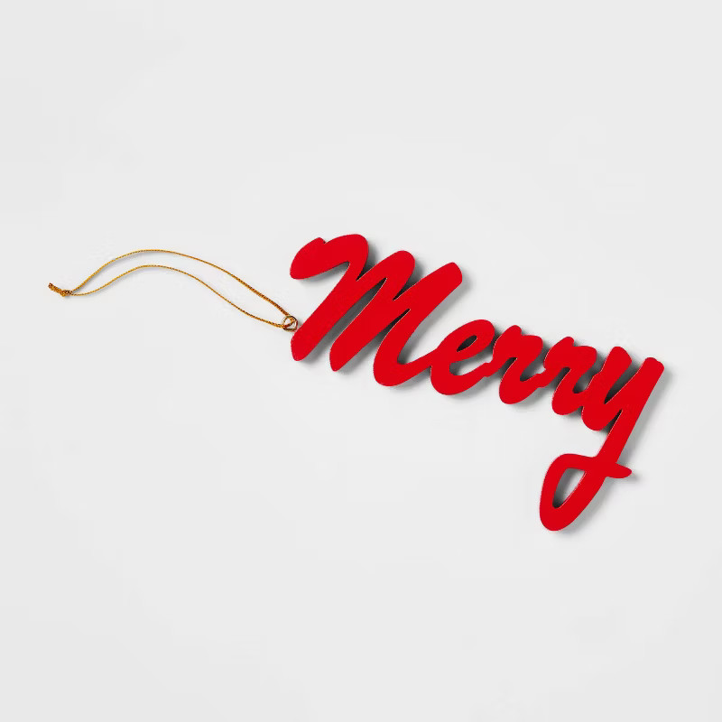 Wood 'Merry' Gift Topper Red - Wondershop™ | Target