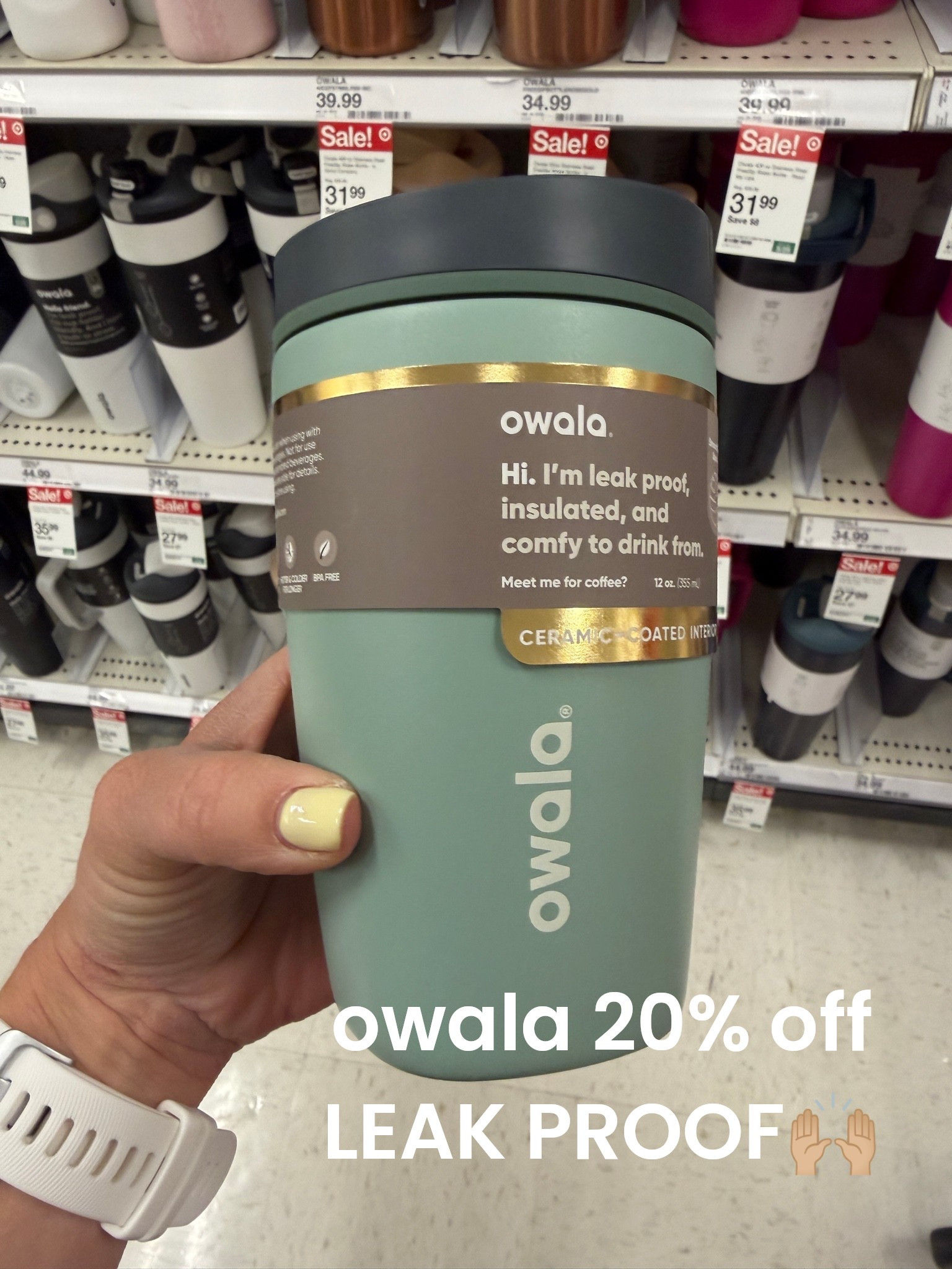Owala water bottles and coffee tumblers 20% off!