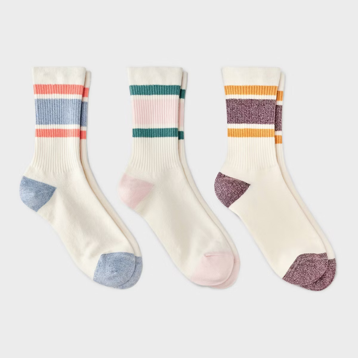 Women's Retro Striped Ribbed 3pk Crew Socks - Universal Thread™ 4-10 | Target