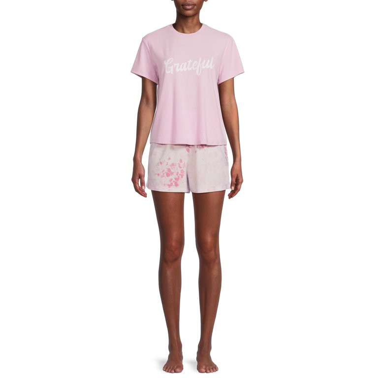 Como Blu Women's Short Sleeve T-Shirt and Shorts Sleep Set, 2-Piece | Walmart (US)