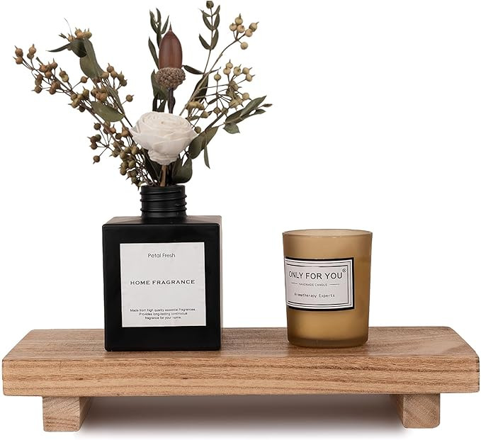 Small Wood Tray Pedestal Stand Farmhouse Bathroom Decor Decorative Wooden Riser Kitchen Soap Dish... | Amazon (US)