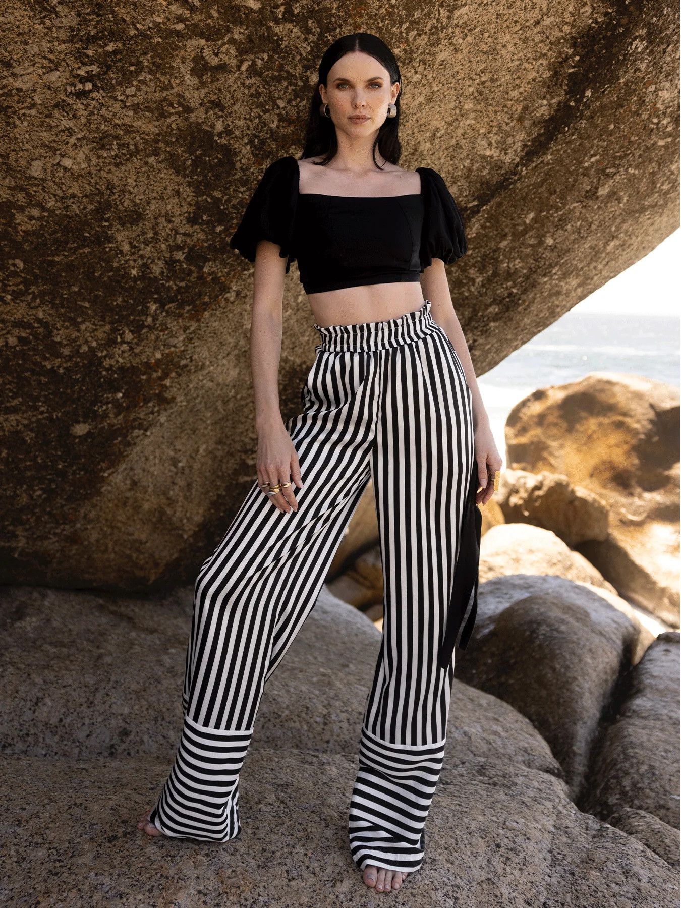 Leer Ben Pants - Lines Black | Diarrablu
