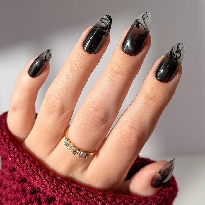 Glamnetic Press On Nails x Harry Potter™ - Dementor™ | Medium Almond Fake Nails with Smoky Bl... | Amazon (US)
