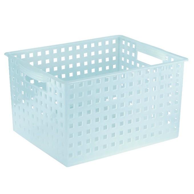 Click for more info about Interdesign Bath & Spa Plastic Storage Basket - Polished Water (Large), Blue